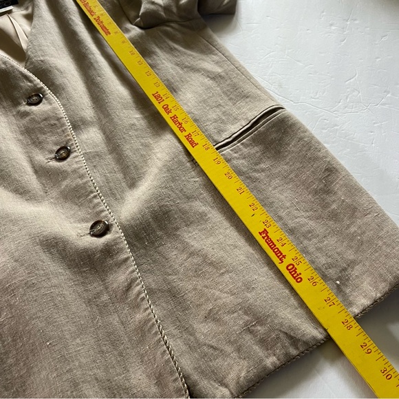 Linen Blazer Women’s Size Medium Tan Pockets - Picture 9 of 14